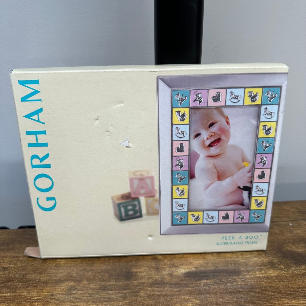 Gorham Peek-A-Boo Silverplated 4x6 Photo Frame Nursery Baby Pastel 780118 New